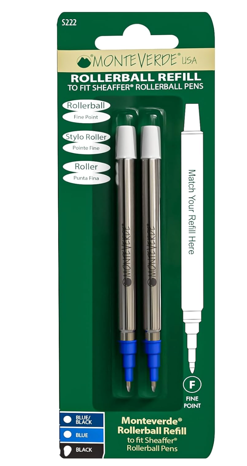 Monteverde Rollerball Refill to Fit Sheaffer Rollerball Pens (2 Pack)