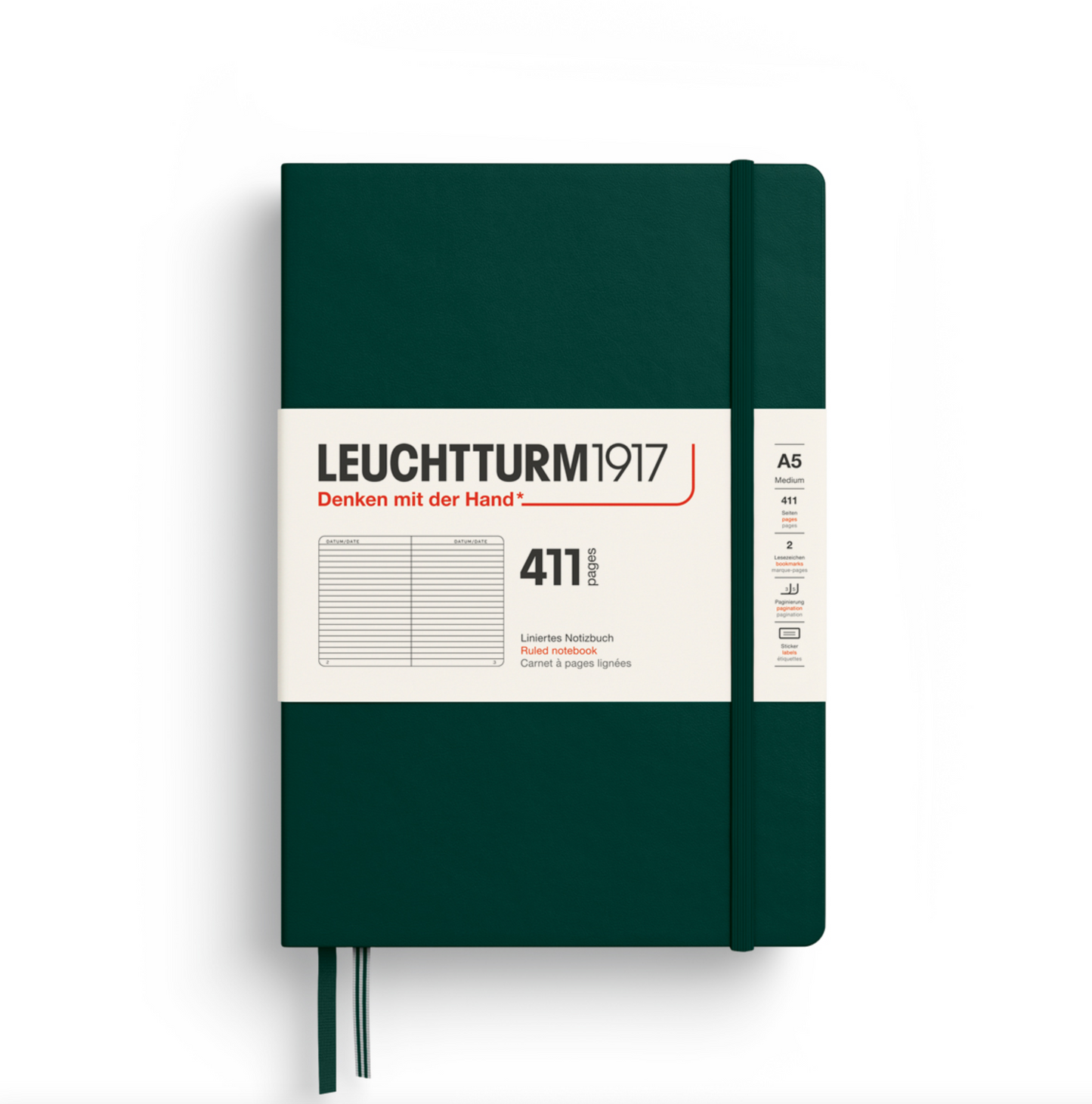 Leuchtturm1917 A5 Hardcover Notebook - 411 Ruled Pages