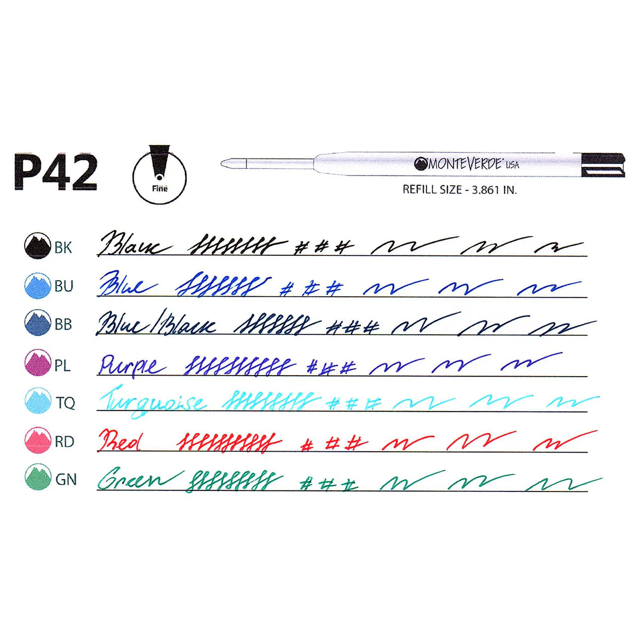 Monteverde Ballpoint Gel Refill Capless to Fit Parker