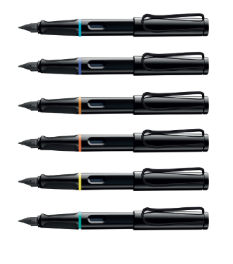Lamy Safari Limited Edition Coloured Ring Fountain Pen Set-All Black & All White