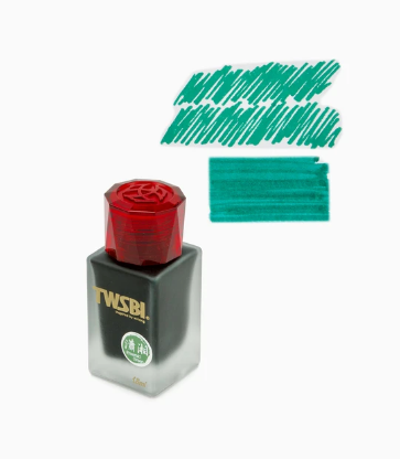 Front view of TWSBI emerald green bottle ink
