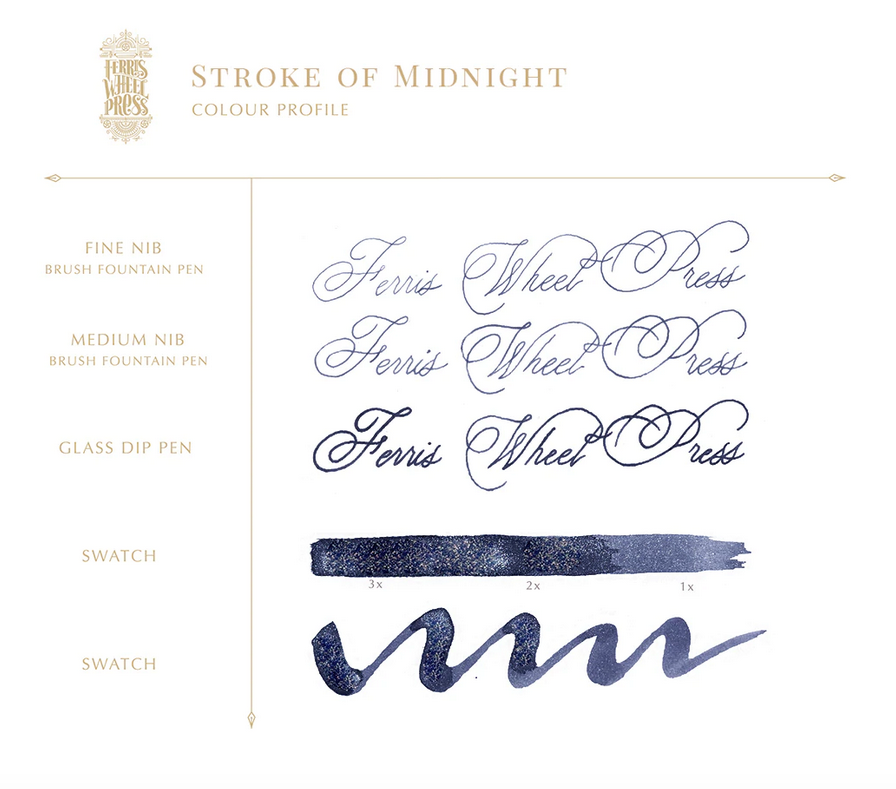 Ferris Wheel Press "Stroke of Midnight" 38ml Bottled Ink