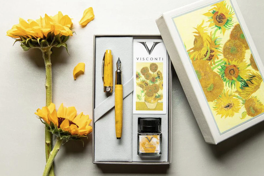 Visconti Impressionist Van Gogh "Sunflowers" Fountain Pen Set w/ Ink